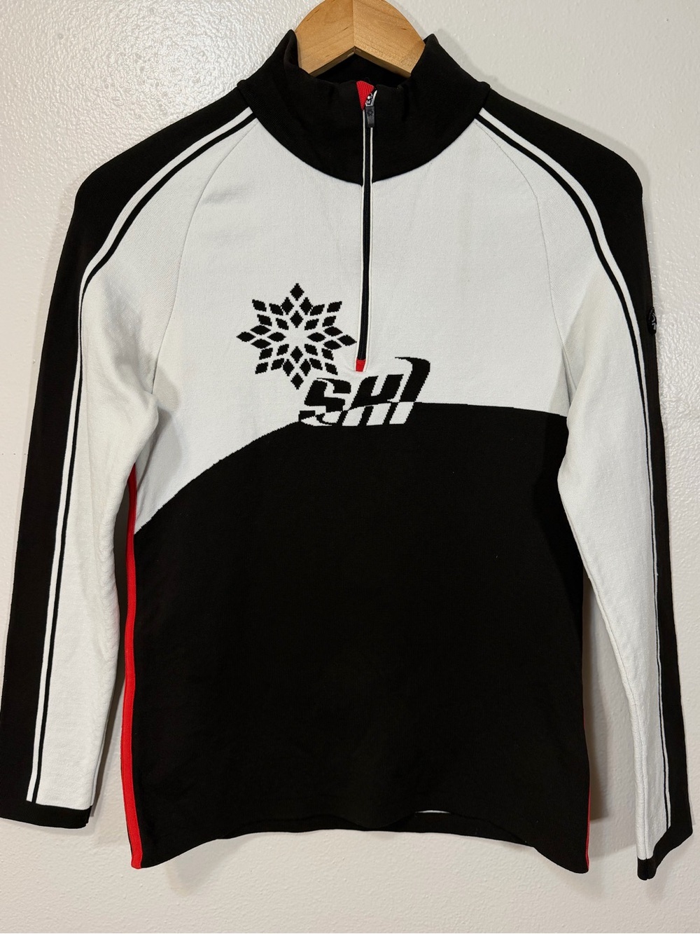 Newland Women’s M 1/4-Zip Mock Neck Long Sleeve Ski Top Colorblock Made in Italy